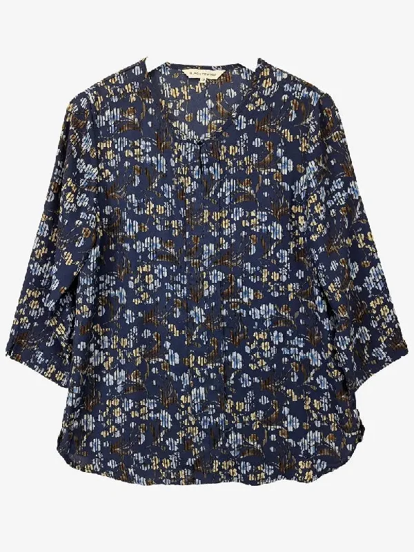 Black Pepper Midnight Blue Floral Stripe Kaftan Top Size 10 Traditional Women's 
