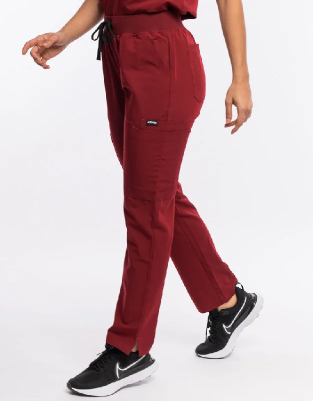 Essential Multi-Pocket Scrub Pants - Syrah Red