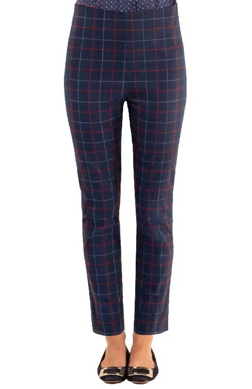 Gripeless Pants In Navy-Tattersall