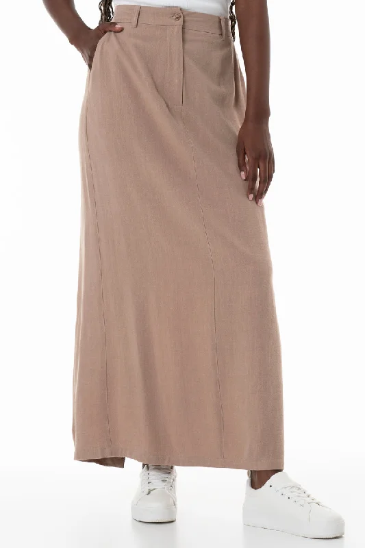 Mock Fly Skirt _ 153840 _ Taupe