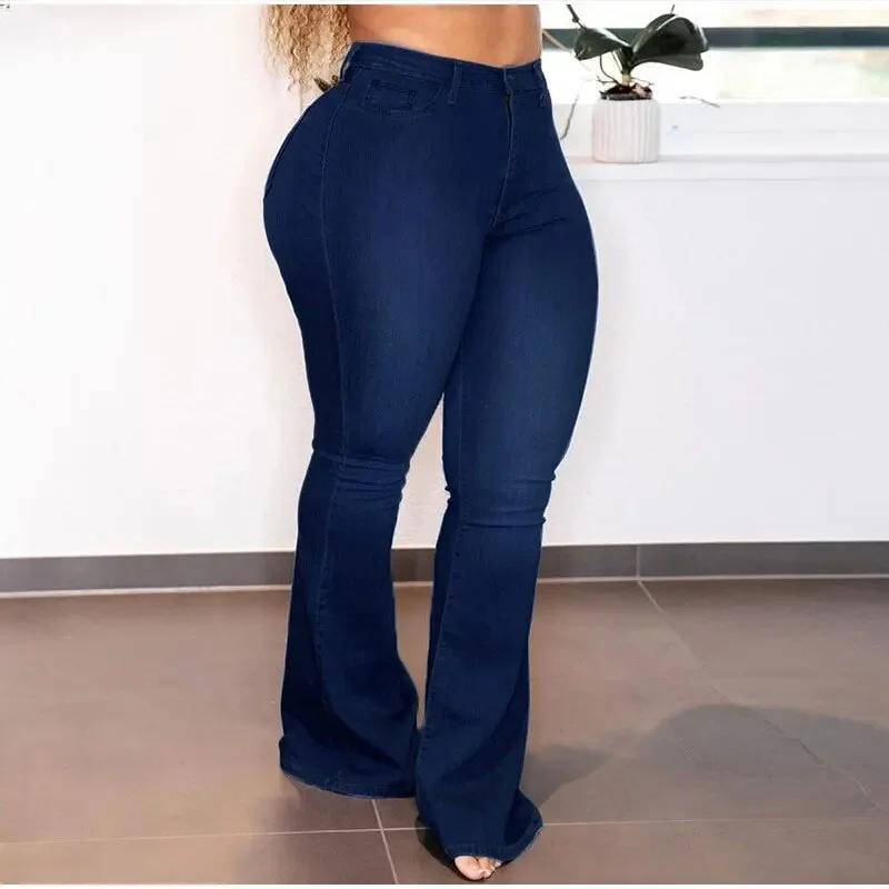 Women's Vintage Street Style Stretchy High Waist Denim Flare Pants