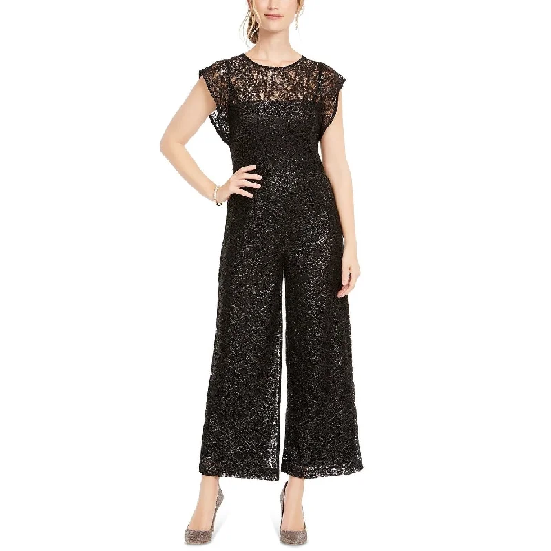 Donna Ricco Women's Wide Leg Lace Jumpsuit Black Size 14