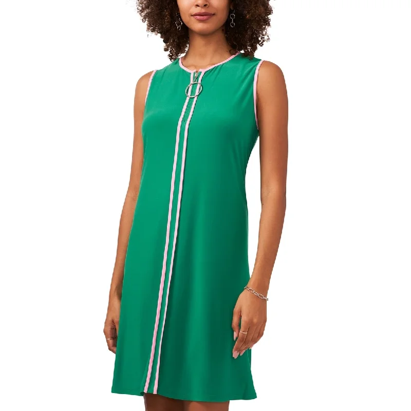 MSK Women's Zip Front Shift Dress Green Size X-Large