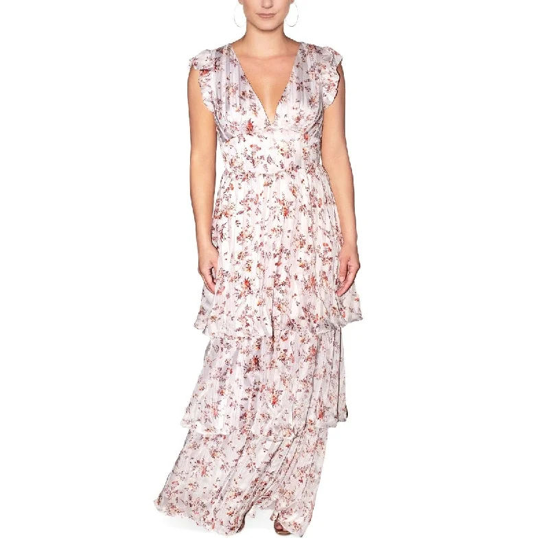 Rachel Roy Women's Elaine Floral Print Tiered Maxi Dress Pink Size 10