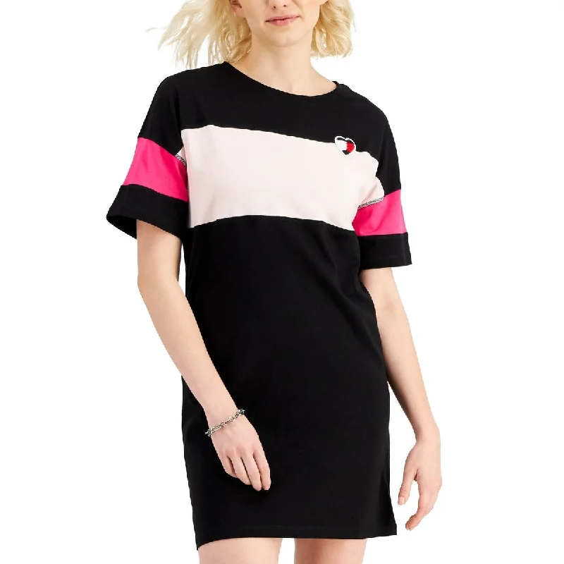 Tommy Hilfiger Women's Colorblocked Heart Logo Dress Black Size Large