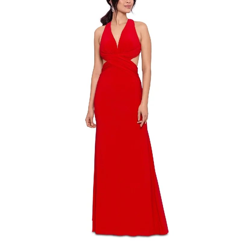 XSCAPE Women's Cross Back Cut Out Fit & Flare Dress Red Size 0 Laid - back Women's Vibe