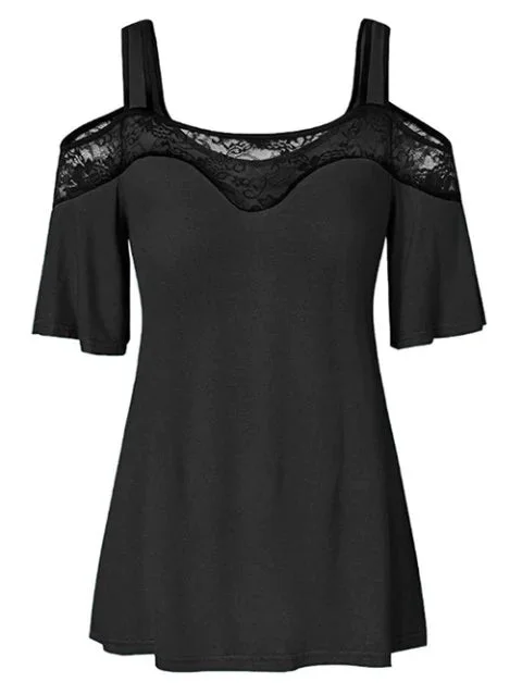 Modern Lace Open Shoulder T-shirt