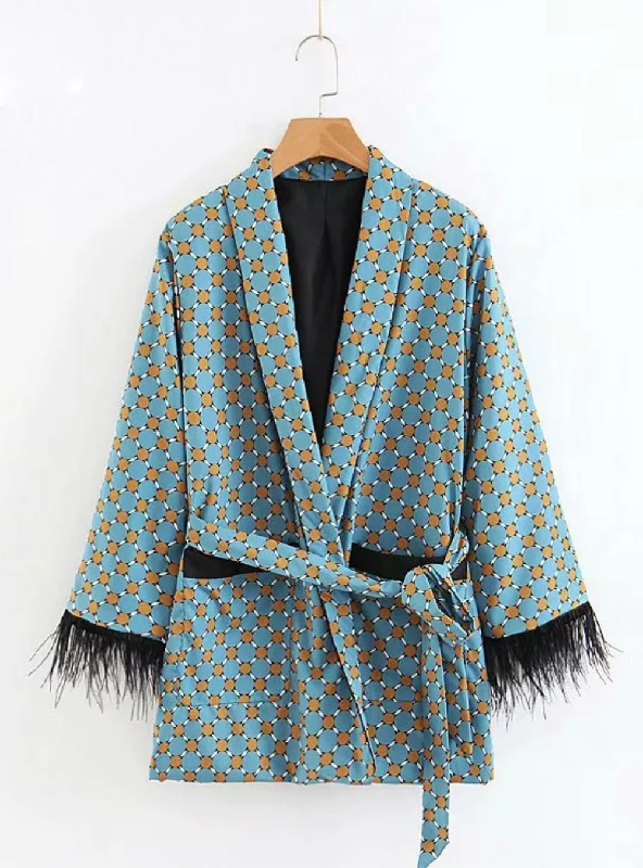 FASHION JACKET WOMEN KIMONO COAT BOW TIE SASHES