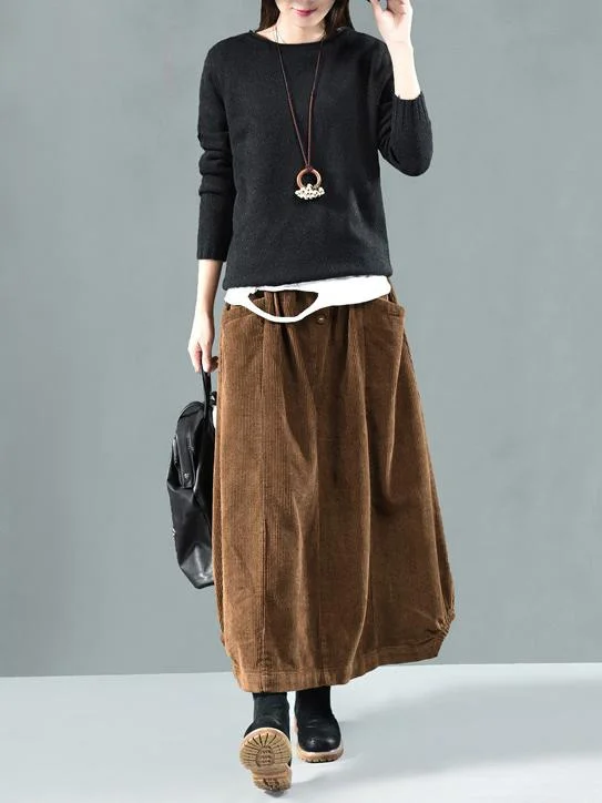 Latest Corduroy Solid Skirt