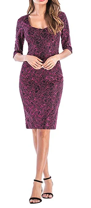 Women's Lace Peplum Cocktail Bodycon Midi Dress