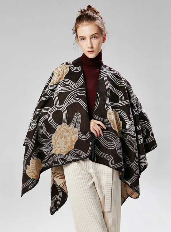 WOVEN PRINT FLOWER IMITATION CASHMERE SHAWL