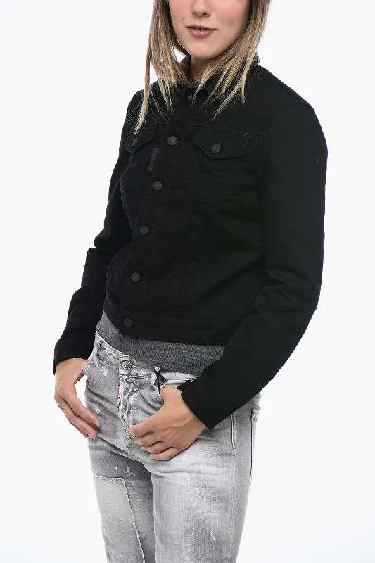 Dsquared2 ICON Boyfriend Denim Jacket with Logo Print Women