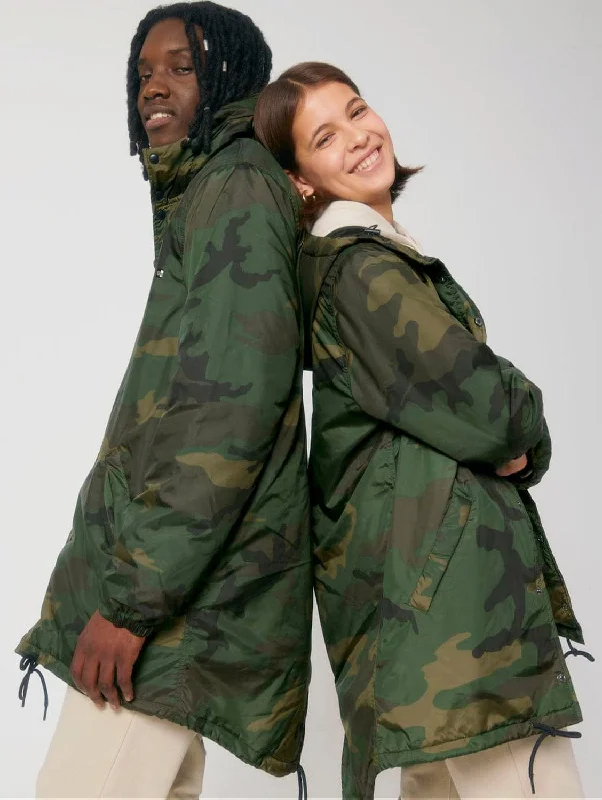 Vegan Unisex Padded Parka AOP Jacket | Camo Athletic Women's 