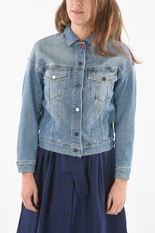 Woolrich Denim AMERICAN Jacket with Silver Buttons Youthful Women's Anime - inspired