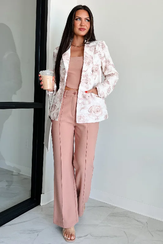 Well Rehearsed Line Floral Print Blazer (Rose/White) Cool Women's Skate