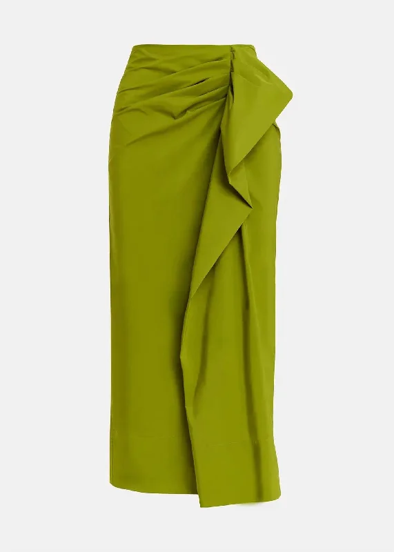 Draped Midi Skirt In Green