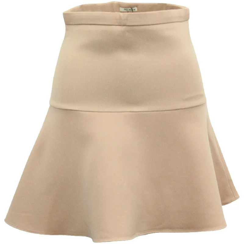 Miu Miu Fluted Mini Skirt in Pastel Pink Polyester