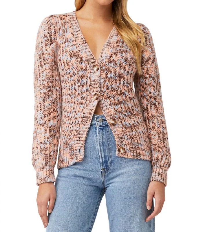 Gramcercy Cardigan In Blue Peach Multi Minimalist Women's Casual