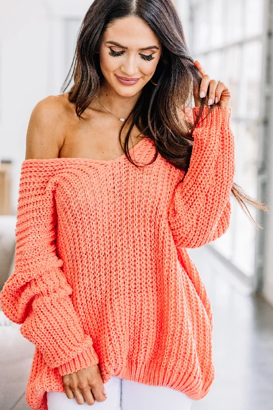 More Than You Know Coral Orange Sweater Modern Women's 