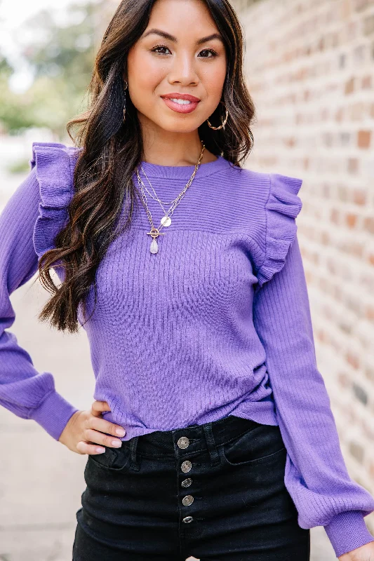 Reach Out Purple Ruffled Sweater