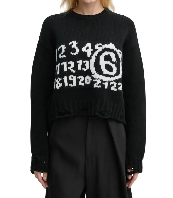 Wool Sweater In Black/white Confident Women's High - fashion